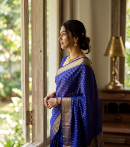 LUXURY MAHESWARI CHEQ SILK SAREE