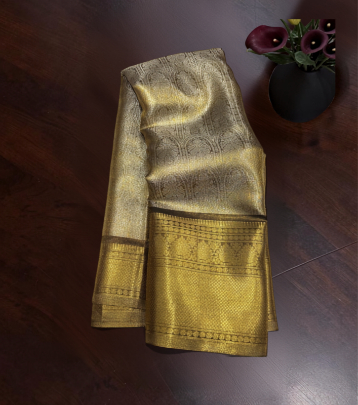 Luxury Golden Banarasi Silk Saree