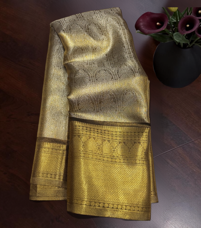 Traditional Golden Banarasi Silk Saree
