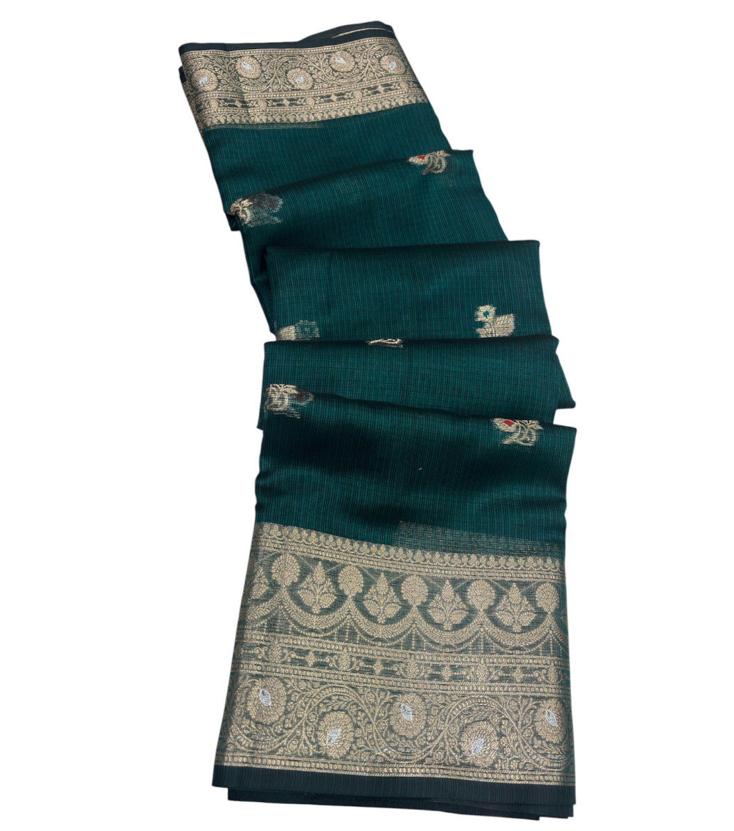 Trending Teal Green kota Cotton Saree